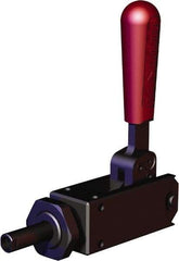 De-Sta-Co - 1,124.05 Lb Load Capacity, Flanged Base, Carbon Steel, Standard Straight Line Action Clamp - 2 Mounting Holes, 0.22" Mounting Hole Diam, 0.35" Plunger Diam, Straight Handle - USA Tool & Supply