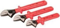 Wiha - 3 Piece, 1 to 1-1/2", Insulated Adjustable Wrench Set - Inch System of Measurement, Insulated Finish - USA Tool & Supply