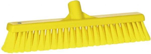 Vikan - 16" Fine Particle Synthetic Push Broom - 2" Bristle Length, Plastic Block, European Threaded Handle Connection - USA Tool & Supply