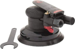 PRO-SOURCE - 12,000 OPM, 3 CFM Air Consumption, 90 psi Air Pressure, Palm Air Orbital Sander - Round Pad, Hook & Loop Backing, 1/4 NPT Inlet - USA Tool & Supply