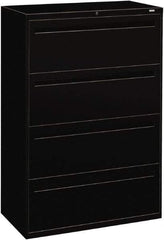 Hon - 36" Wide x 53-1/4" High x 19-1/4" Deep, 4 Drawer Lateral File - Steel, Black - USA Tool & Supply