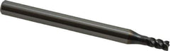OSG - 4mm, 4 Flute, Single End, Solid Carbide, 0.2mm Corner Radius End Mill - 70mm OAL, 45° Helix, 6mm LOC, 12mm Extended Reach - USA Tool & Supply