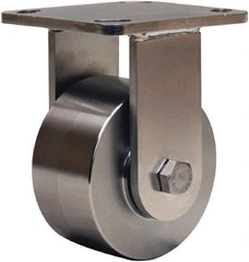 Hamilton - 4" Diam x 2" Wide x 5-5/8" OAH Top Plate Mount Rigid Caster - Forged Steel, 850 Lb Capacity, Stainless Steel Double Shielded Precision Ball Bearing, 4 x 4-1/2" Plate - USA Tool & Supply