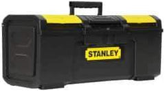 Stanley - 3 Compartment Tool Box - 23-5/16" Wide x 11" Deep x 10-5/32" High, Polypropylene, Black/Yellow - USA Tool & Supply