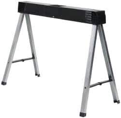 Stanley - Galvanized Sheet Metal & Polypropylene Foldup Sawhorse - Silver/Black & Yellow, For 2 x 4" Construction Applications - USA Tool & Supply