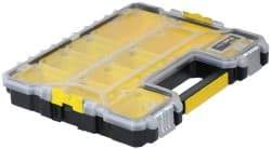 Stanley - 18-13/32" Wide x 13-29/32" High x 2-29/32" Deep, Shallow Small Parts Storage Box - Polypropylene Resin Frame, 10 Compartments, 3-1/4" Wide x 2" High x 5-3/8" Deep Bin - USA Tool & Supply