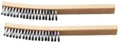 Ability One - 4 Rows x 1 Column Steel Plater's Brush - 13" OAL, 1" Trim Length, Wood Curved Handle - USA Tool & Supply