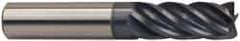 Accupro - 5/8", 5 Flute, Single End, Solid Carbide, 0.09" Corner Radius End Mill - 3" OAL, 37° Helix, Right Hand Flute, 3/4" LOC, Right Hand Cut - USA Tool & Supply