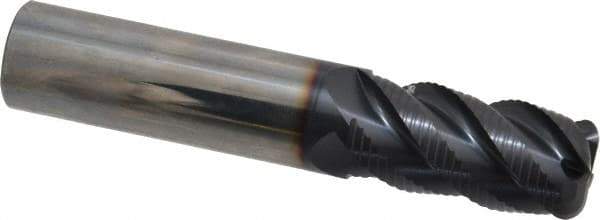 OSG - 3/4" Diam, Fine Pitch, 1-1/4" LOC, 4 Flute Solid Carbide 0.19" Corner Radius Roughing End Mill - TiAlN Finish, 4" OAL, 3/4" Shank Diam, Single End, Centercutting - USA Tool & Supply