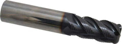 OSG - 3/4" Diam, Fine Pitch, 1-1/4" LOC, 4 Flute Solid Carbide 0.19" Corner Radius Roughing End Mill - TiAlN Finish, 4" OAL, 3/4" Shank Diam, Single End, Centercutting - USA Tool & Supply