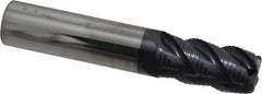 OSG - 5/8" Diam, Fine Pitch, 1-1/4" LOC, 4 Flute Solid Carbide 0.125" Corner Radius Roughing End Mill - TiAlN Finish, 3-1/2" OAL, 5/8" Shank Diam, Single End, Centercutting - USA Tool & Supply