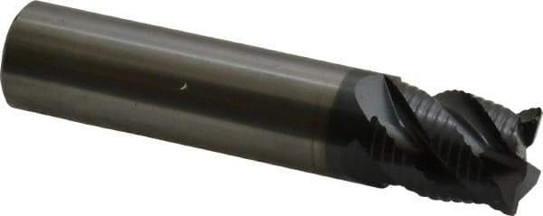 OSG - 5/8" Diam, Fine Pitch, 3/4" LOC, 4 Flute Solid Carbide 0.03" Corner Radius Roughing End Mill - TiAlN Finish, 3" OAL, 5/8" Shank Diam, Single End, Centercutting - USA Tool & Supply