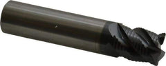 OSG - 5/8" Diam, Fine Pitch, 3/4" LOC, 4 Flute Solid Carbide 0.03" Corner Radius Roughing End Mill - TiAlN Finish, 3" OAL, 5/8" Shank Diam, Single End, Centercutting - USA Tool & Supply