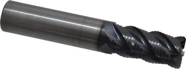 OSG - 5/8" Diam, Fine Pitch, 1-1/4" LOC, 4 Flute Solid Carbide 0.06" Corner Radius Roughing End Mill - TiAlN Finish, 3-1/2" OAL, 5/8" Shank Diam, Single End, Centercutting - USA Tool & Supply