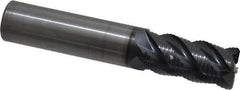 OSG - 5/8" Diam, Fine Pitch, 1-1/4" LOC, 4 Flute Solid Carbide 0.06" Corner Radius Roughing End Mill - TiAlN Finish, 3-1/2" OAL, 5/8" Shank Diam, Single End, Centercutting - USA Tool & Supply