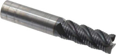 OSG - 1/2" Diam, Fine Pitch, 1-1/4" LOC, 4 Flute Solid Carbide 0.03" Corner Radius Roughing End Mill - TiAlN Finish, 3" OAL, 1/2" Shank Diam, Single End, Centercutting - USA Tool & Supply