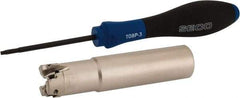 Seco - 3/4" Cut Diam, 0.157" Max Depth of Cut, 3/4" Shank Diam, 3.39" OAL, Indexable Square Shoulder End Mill - XNEX 04.. Inserts, Weldon Shank, 90° Lead Angle, Through Coolant, Series Square 6 - USA Tool & Supply