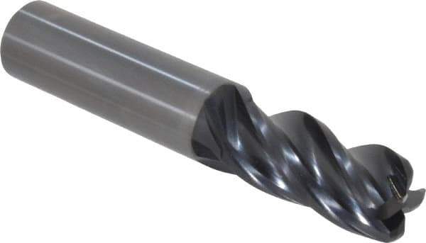OSG - 5/8", 4 Flute, Single End, Solid Carbide, 1/8" Corner Radius End Mill - 3-1/2" OAL, 35° Helix, Right Hand Flute, 1-1/4" LOC, Right Hand Cut - USA Tool & Supply