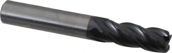 OSG - 1/2", 4 Flute, Single End, Solid Carbide, 0.09" Corner Radius End Mill - 3-1/2" OAL, Right Hand Flute, 1-1/4" LOC, Right Hand Cut - USA Tool & Supply
