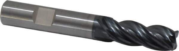 OSG - 1/2", 4 Flute, Single End, Solid Carbide, 0.06" Corner Radius End Mill - 3-1/2" OAL, 35° Helix, Right Hand Flute, 1-1/4" LOC, Right Hand Cut - USA Tool & Supply
