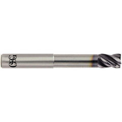 Corner Radius End Mill: 3/4″ Dia, 1″ LOC, 0.12″ Radius, 4 Flutes, Solid Carbide 5-1/4″ OAL, 3/4″ Shank Dia, 35 ° Helix, TiAlN Coated, Corner Radius End, Centercutting, Series VG446