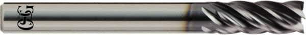 OSG - 1", 1-1/2" LOC, 1" Shank Diam, 4" OAL, 5 Flute, Solid Carbide Square End Mill - Single End, TiAlN Finish, Spiral Flute, 35° Helix, Centercutting, Right Hand Cut, Right Hand Flute, Series VG541 - USA Tool & Supply