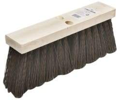 Ability One - 16" Rough Surface Polypropylene Push Broom - 6-3/4" Bristle Length, Wood Block, Tapered Handle Connection - USA Tool & Supply