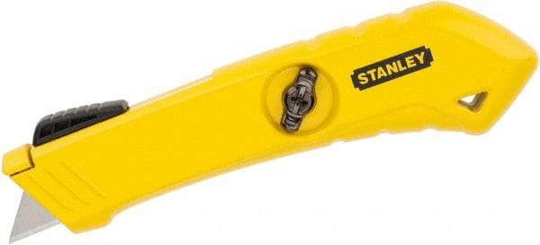 Stanley - Springback Safety Cutter - 2-29/64" Blade, Yellow Zinc Handle, 1 Blade Included - USA Tool & Supply