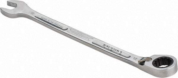 Proto - 12mm 12 Point Combination Wrench - 15° Head Angle, 7-23/32" OAL, Steel, Chrome Finish - USA Tool & Supply