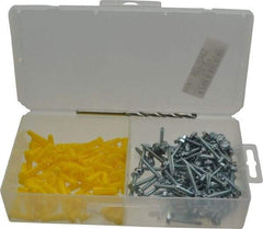 Value Collection - 200 Piece, #6 to 8 Screw, Plastic & Steel Hex Drive Anchor Assortment - Zinc Plated, 3/4" Long - USA Tool & Supply