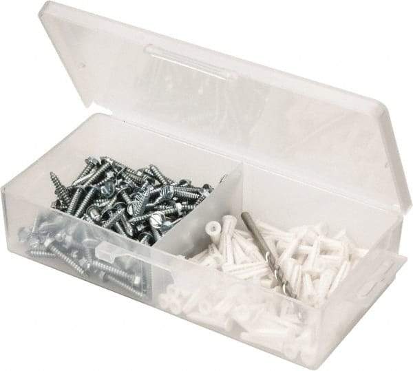 Value Collection - 200 Piece, #8 to 10 Screw, Plastic & Steel Hex Drive Anchor Assortment - Zinc Plated, 7/8" Long - USA Tool & Supply