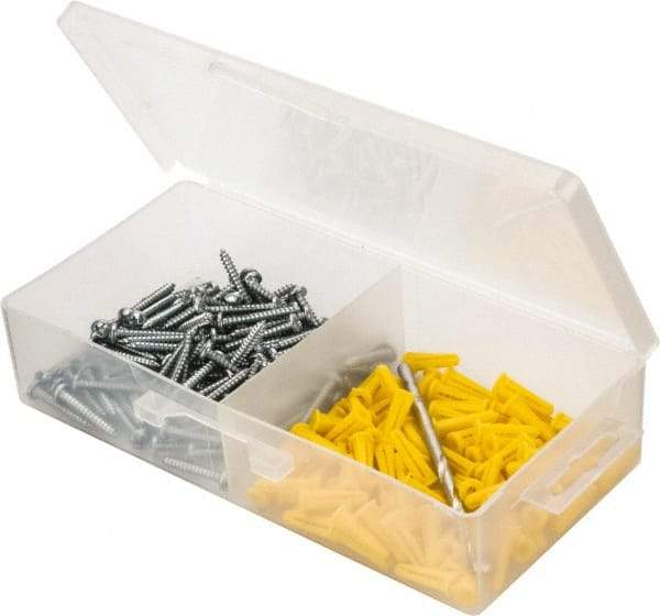 Value Collection - 300 Piece, #6 to 8 Screw, Plastic & Steel Slotted/Phillips Drive Anchor Assortment - Zinc Plated, 3/4" Long - USA Tool & Supply