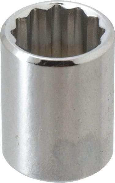 Proto - 19/32", 3/8" Drive, Standard Hand Socket - 12 Points, 1-1/8" OAL, Alloy Steel, Chrome Finish - USA Tool & Supply