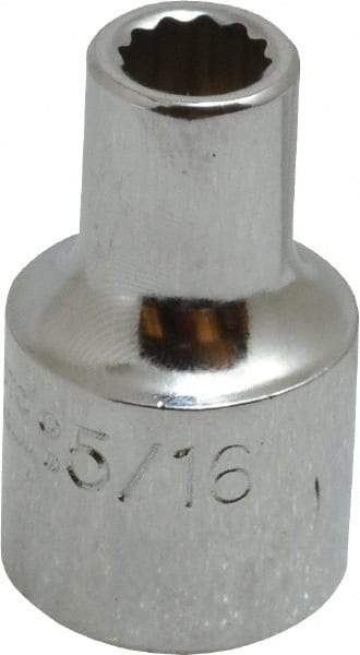 Proto - 5/16", 1/2" Drive, Standard Hand Socket - 12 Points, 1-31/64" OAL, Alloy Steel, Chrome Finish - USA Tool & Supply