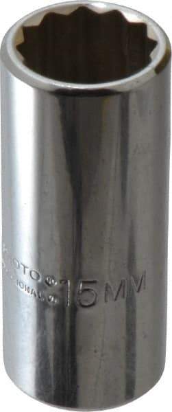 Proto - 1/4" Drive, Deep Hand Socket - 12 Points, 1-15/16" OAL, Alloy Steel, Chrome Finish - USA Tool & Supply