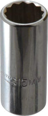 Proto - 1/4" Drive, Deep Hand Socket - 12 Points, 1-15/16" OAL, Alloy Steel, Chrome Finish - USA Tool & Supply