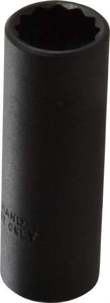 Proto - 1/2", 3/8" Drive, Deep Hand Socket - 12 Points, 2-1/8" OAL, Alloy Steel, Black Finish - USA Tool & Supply