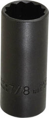 Proto - 7/8", 3/8" Drive, Deep Hand Socket - 12 Points, 2-3/4" OAL, Alloy Steel, Black Finish - USA Tool & Supply