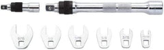 Proto - 8 Piece 1/4" Drive Open End Crowfoot Wrench Set - 1/4 to 9/16", with Clip Rail - USA Tool & Supply