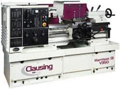 Clausing - 13-3/4" Swing, 25-1/4" Between Centers, 230 Volt, Triple Phase Engine Lathe - 4MT Taper, 10 hp, 17 to 3,250 RPM, 1-5/8" Bore Diam, 53" Deep x 65" High x 80" Long - USA Tool & Supply