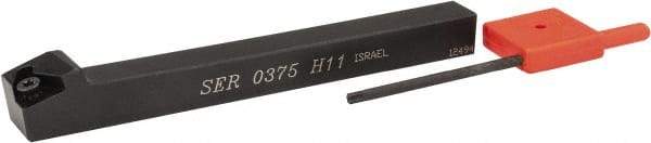 Hertel - External Thread, Right Hand Cut, 3/8" Shank Width x 3/8" Shank Height Indexable Threading Toolholder - 4" OAL, 11ER Insert Compatibility, HSE Toolholder, Series HSER - USA Tool & Supply