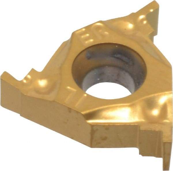 Hertel - 0.03116ER/IL Grade HG220TR, 0.031" Cutting Width Carbide Grooving Insert - 0.055" Max Depth of Cut, Right Hand, 0.004" Corner Radius, TiC/TiN Finish - USA Tool & Supply