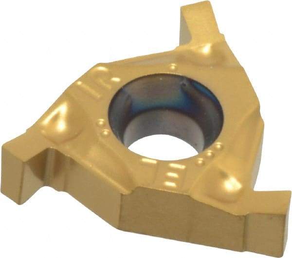 Hertel - 0.06216IR/EL Grade HG220TR, 1/16" Cutting Width Carbide Grooving Insert - 0.075" Max Depth of Cut, Right Hand, 0.004" Corner Radius, TiC/TiN Finish - USA Tool & Supply