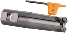 Kennametal - 1-1/4" Cutting Diam, 1-1/4" Shank Diam, 1-1/4" Max Depth of Cut, Straight Shank Indexable Copy End Mill - 3 Inserts, RD.X 10.. Insert, KDM Toolholder, Through Coolant - USA Tool & Supply