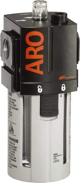 ARO/Ingersoll-Rand - 1/2" NPT, 150 Max psi Standard Modular Lubricator - Polycarbonate Bowl, Aluminum Body, 156 CFM, 125°F Max Temp, 2.76" Long x 2.87" Wide x 7.08" High - USA Tool & Supply