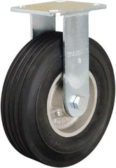 Hamilton - 8" Diam x 2" Wide, Rubber Rigid Caster - 500 Lb Capacity, Top Plate Mount, 4" x 4-1/2" Plate, Straight Roller Bearing - USA Tool & Supply