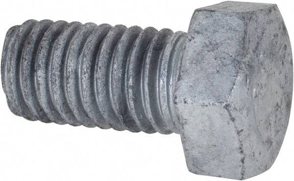 Value Collection - 1/2-13 Thread, 1" Length Under Head, Steel Hex Head Bolt - Hot Dipped Galvanized Coated, UNC Thread, ASTM A307, Grade 2 - USA Tool & Supply