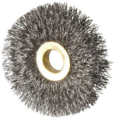 Osborn - 2-1/2" OD, 1/2" Arbor Hole, Crimped Steel Wheel Brush - 1/4" Face Width, 3/4" Trim Length, 0.014" Filament Diam, 20,000 RPM - USA Tool & Supply