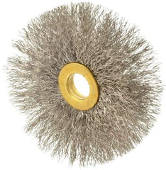 Osborn - 3" OD, 1/2" Arbor Hole, Crimped Stainless Steel Wheel Brush - 1/4" Face Width, 1" Trim Length, 0.008" Filament Diam, 20,000 RPM - USA Tool & Supply