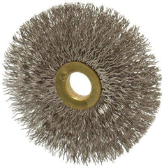 Osborn - 3" OD, 1/2" Arbor Hole, Crimped Stainless Steel Wheel Brush - 1/4" Face Width, 1" Trim Length, 0.014" Filament Diam, 20,000 RPM - USA Tool & Supply